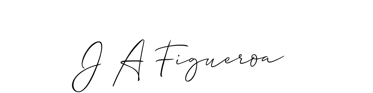 How to make J A Figueroa name signature. Use Allison_Script style for creating short signs online. This is the latest handwritten sign. J A Figueroa signature style 2 images and pictures png