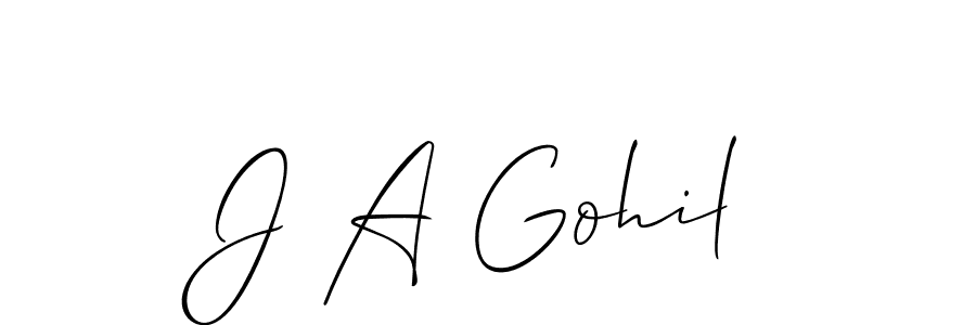 if you are searching for the best signature style for your name J A Gohil. so please give up your signature search. here we have designed multiple signature styles  using Allison_Script. J A Gohil signature style 2 images and pictures png