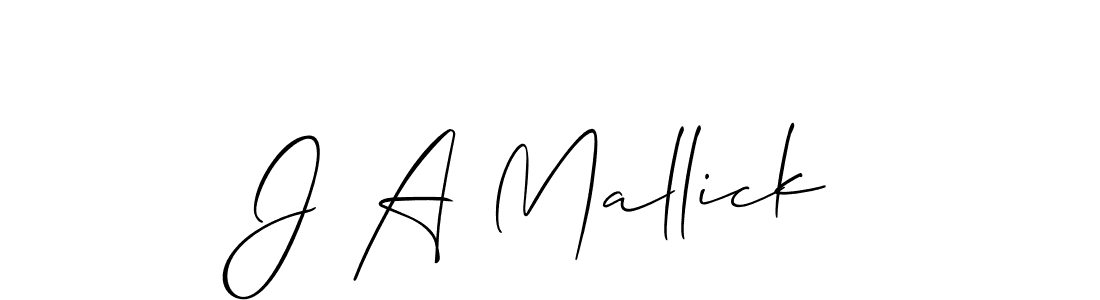 The best way (Allison_Script) to make a short signature is to pick only two or three words in your name. The name J A Mallick include a total of six letters. For converting this name. J A Mallick signature style 2 images and pictures png