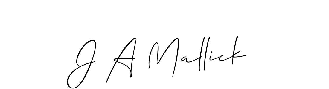 The best way (Allison_Script) to make a short signature is to pick only two or three words in your name. The name J A Mallick include a total of six letters. For converting this name. J A Mallick signature style 2 images and pictures png