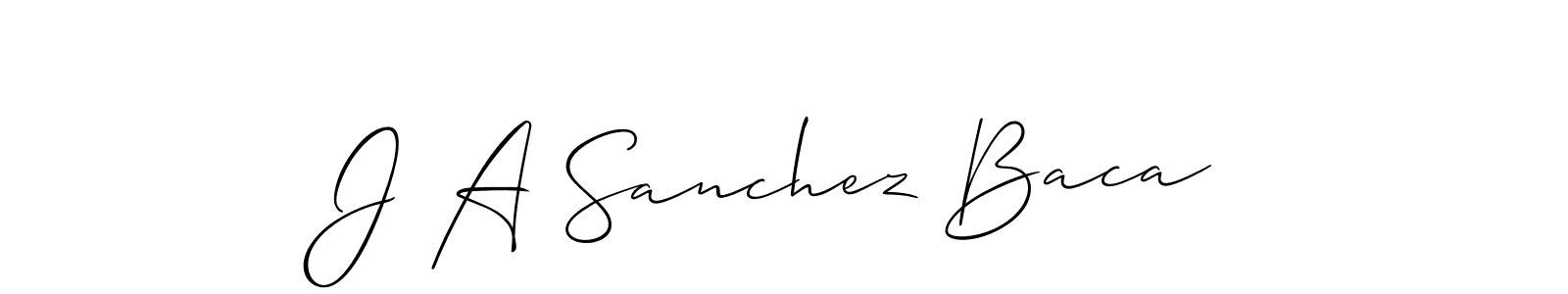 The best way (Allison_Script) to make a short signature is to pick only two or three words in your name. The name J A Sanchez Baca include a total of six letters. For converting this name. J A Sanchez Baca signature style 2 images and pictures png