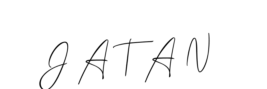 The best way (Allison_Script) to make a short signature is to pick only two or three words in your name. The name J A T A N include a total of six letters. For converting this name. J A T A N signature style 2 images and pictures png