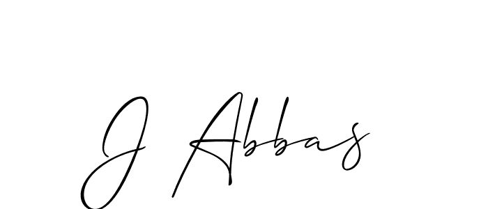 Design your own signature with our free online signature maker. With this signature software, you can create a handwritten (Allison_Script) signature for name J Abbas. J Abbas signature style 2 images and pictures png