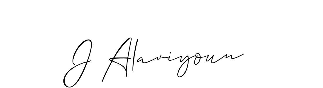 The best way (Allison_Script) to make a short signature is to pick only two or three words in your name. The name J Alaviyoun include a total of six letters. For converting this name. J Alaviyoun signature style 2 images and pictures png