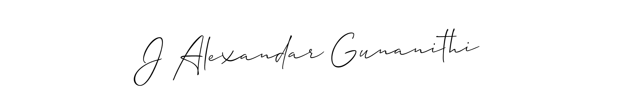 Make a beautiful signature design for name J Alexandar Gunanithi. With this signature (Allison_Script) style, you can create a handwritten signature for free. J Alexandar Gunanithi signature style 2 images and pictures png