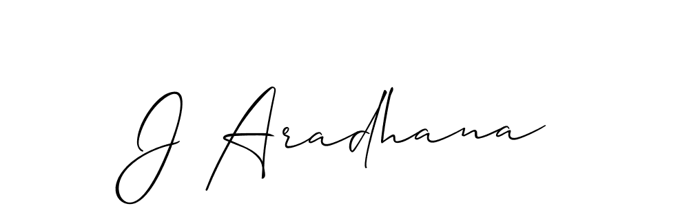 Make a beautiful signature design for name J Aradhana. With this signature (Allison_Script) style, you can create a handwritten signature for free. J Aradhana signature style 2 images and pictures png