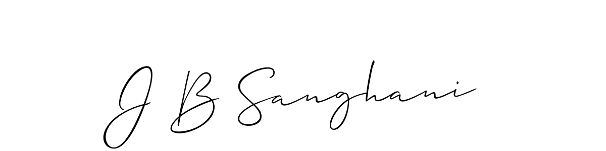 Make a short J B Sanghani signature style. Manage your documents anywhere anytime using Allison_Script. Create and add eSignatures, submit forms, share and send files easily. J B Sanghani signature style 2 images and pictures png