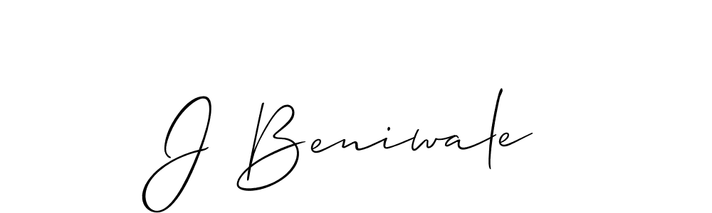 The best way (Allison_Script) to make a short signature is to pick only two or three words in your name. The name J Beniwale include a total of six letters. For converting this name. J Beniwale signature style 2 images and pictures png