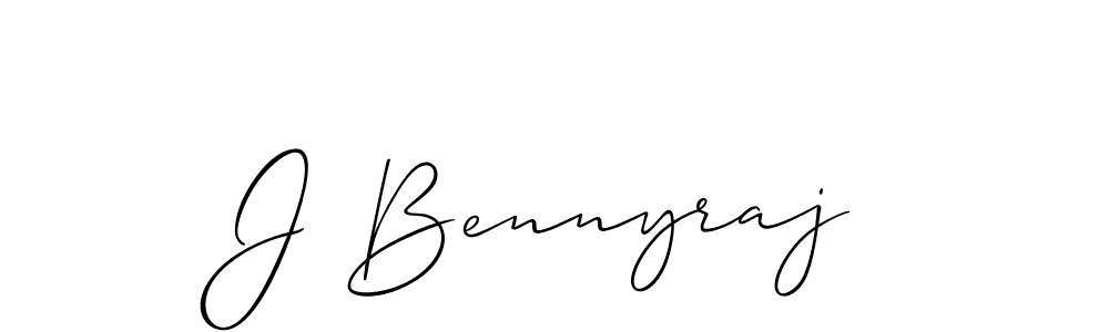 How to make J Bennyraj name signature. Use Allison_Script style for creating short signs online. This is the latest handwritten sign. J Bennyraj signature style 2 images and pictures png