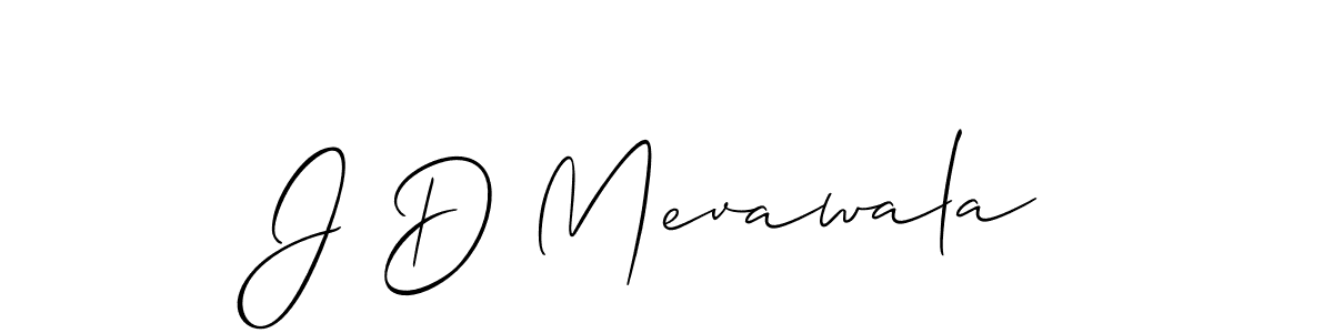 The best way (Allison_Script) to make a short signature is to pick only two or three words in your name. The name J D Mevawala include a total of six letters. For converting this name. J D Mevawala signature style 2 images and pictures png
