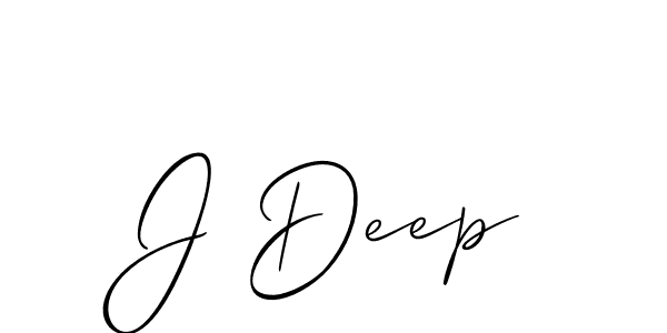Design your own signature with our free online signature maker. With this signature software, you can create a handwritten (Allison_Script) signature for name J Deep. J Deep signature style 2 images and pictures png