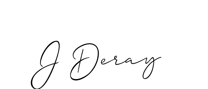 How to make J Deray name signature. Use Allison_Script style for creating short signs online. This is the latest handwritten sign. J Deray signature style 2 images and pictures png