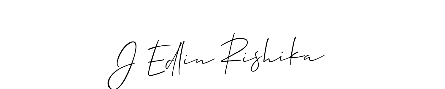 How to make J Edlin Rishika signature? Allison_Script is a professional autograph style. Create handwritten signature for J Edlin Rishika name. J Edlin Rishika signature style 2 images and pictures png