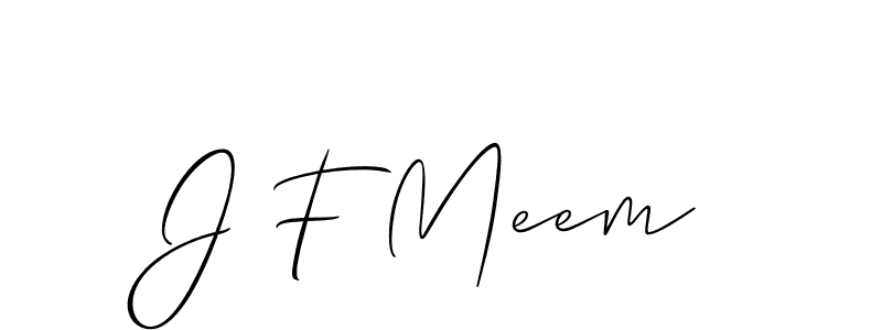 Make a beautiful signature design for name J F Meem. With this signature (Allison_Script) style, you can create a handwritten signature for free. J F Meem signature style 2 images and pictures png