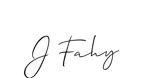 How to make J Fahy name signature. Use Allison_Script style for creating short signs online. This is the latest handwritten sign. J Fahy signature style 2 images and pictures png