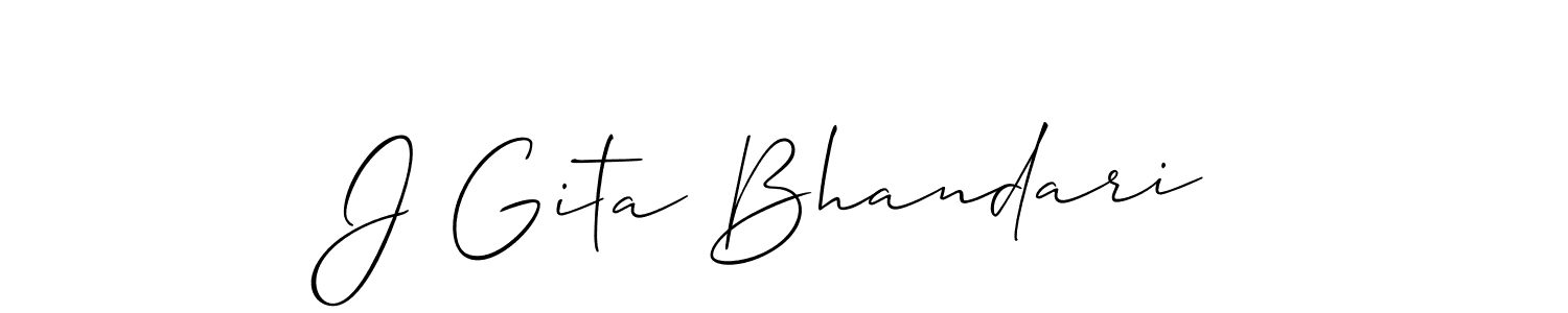 How to make J Gita Bhandari signature? Allison_Script is a professional autograph style. Create handwritten signature for J Gita Bhandari name. J Gita Bhandari signature style 2 images and pictures png