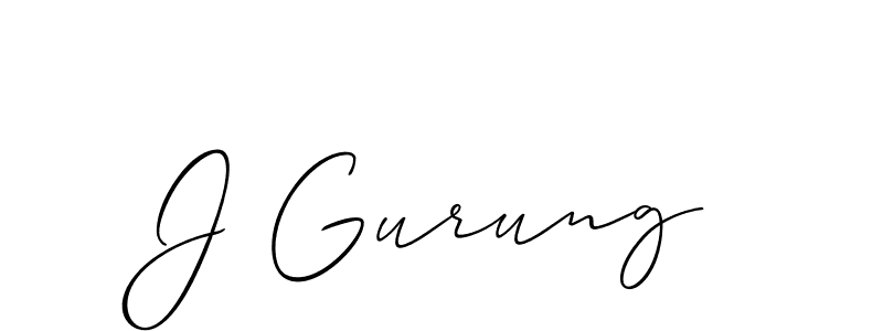 Also You can easily find your signature by using the search form. We will create J Gurung name handwritten signature images for you free of cost using Allison_Script sign style. J Gurung signature style 2 images and pictures png