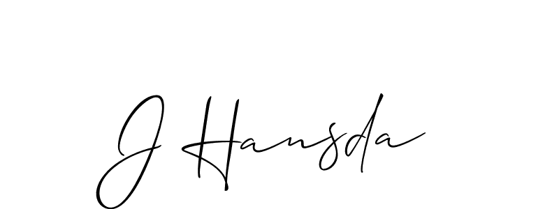 Also You can easily find your signature by using the search form. We will create J Hansda name handwritten signature images for you free of cost using Allison_Script sign style. J Hansda signature style 2 images and pictures png