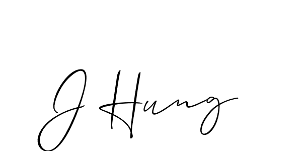 How to make J Hung signature? Allison_Script is a professional autograph style. Create handwritten signature for J Hung name. J Hung signature style 2 images and pictures png