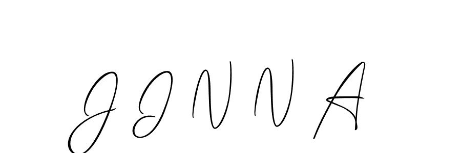 The best way (Allison_Script) to make a short signature is to pick only two or three words in your name. The name J I N N A include a total of six letters. For converting this name. J I N N A signature style 2 images and pictures png
