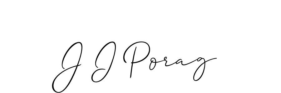 Create a beautiful signature design for name J I Porag. With this signature (Allison_Script) fonts, you can make a handwritten signature for free. J I Porag signature style 2 images and pictures png