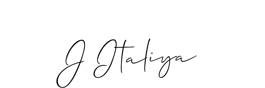 Make a beautiful signature design for name J Italiya. With this signature (Allison_Script) style, you can create a handwritten signature for free. J Italiya signature style 2 images and pictures png