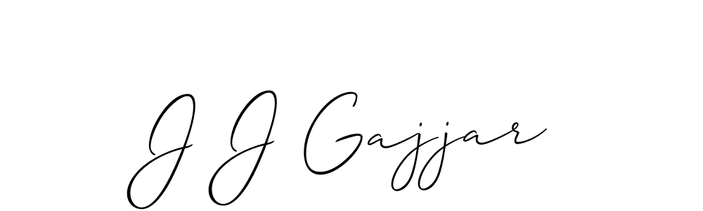 Also You can easily find your signature by using the search form. We will create J J Gajjar name handwritten signature images for you free of cost using Allison_Script sign style. J J Gajjar signature style 2 images and pictures png