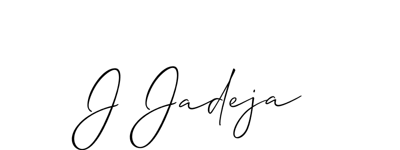 Allison_Script is a professional signature style that is perfect for those who want to add a touch of class to their signature. It is also a great choice for those who want to make their signature more unique. Get J Jadeja name to fancy signature for free. J Jadeja signature style 2 images and pictures png