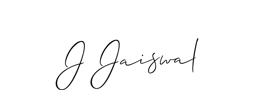 Design your own signature with our free online signature maker. With this signature software, you can create a handwritten (Allison_Script) signature for name J Jaiswal. J Jaiswal signature style 2 images and pictures png