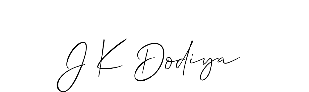 Use a signature maker to create a handwritten signature online. With this signature software, you can design (Allison_Script) your own signature for name J K Dodiya. J K Dodiya signature style 2 images and pictures png