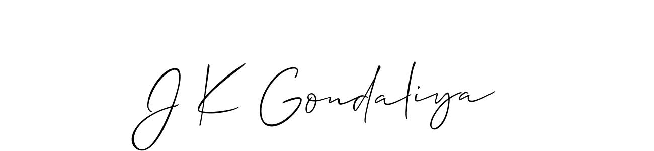 Also we have J K Gondaliya name is the best signature style. Create professional handwritten signature collection using Allison_Script autograph style. J K Gondaliya signature style 2 images and pictures png