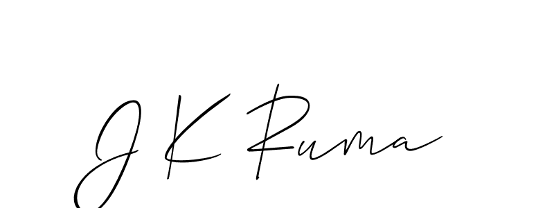 Also we have J K Ruma name is the best signature style. Create professional handwritten signature collection using Allison_Script autograph style. J K Ruma signature style 2 images and pictures png