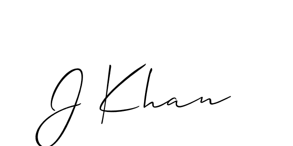 The best way (Allison_Script) to make a short signature is to pick only two or three words in your name. The name J Khan include a total of six letters. For converting this name. J Khan signature style 2 images and pictures png