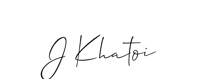 Design your own signature with our free online signature maker. With this signature software, you can create a handwritten (Allison_Script) signature for name J Khatoi. J Khatoi signature style 2 images and pictures png