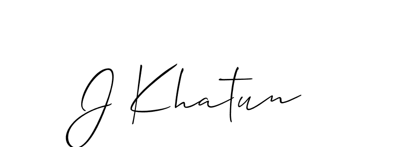 Design your own signature with our free online signature maker. With this signature software, you can create a handwritten (Allison_Script) signature for name J Khatun. J Khatun signature style 2 images and pictures png