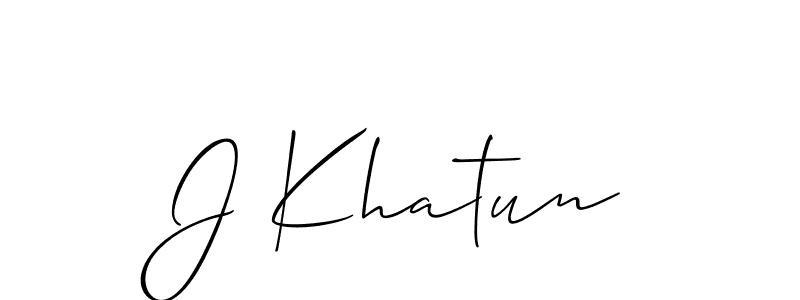 Design your own signature with our free online signature maker. With this signature software, you can create a handwritten (Allison_Script) signature for name J Khatun. J Khatun signature style 2 images and pictures png