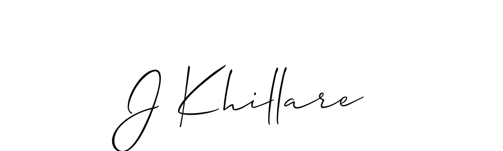 The best way (Allison_Script) to make a short signature is to pick only two or three words in your name. The name J Khillare include a total of six letters. For converting this name. J Khillare signature style 2 images and pictures png