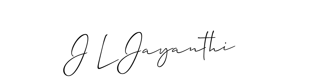 The best way (Allison_Script) to make a short signature is to pick only two or three words in your name. The name J L Jayanthi include a total of six letters. For converting this name. J L Jayanthi signature style 2 images and pictures png