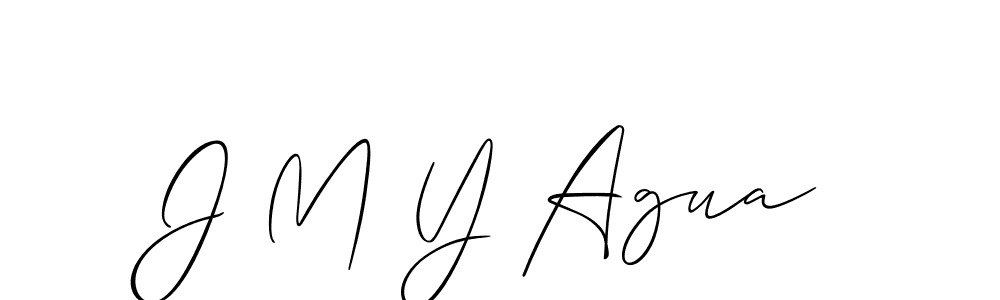How to make J M Y Agua name signature. Use Allison_Script style for creating short signs online. This is the latest handwritten sign. J M Y Agua signature style 2 images and pictures png
