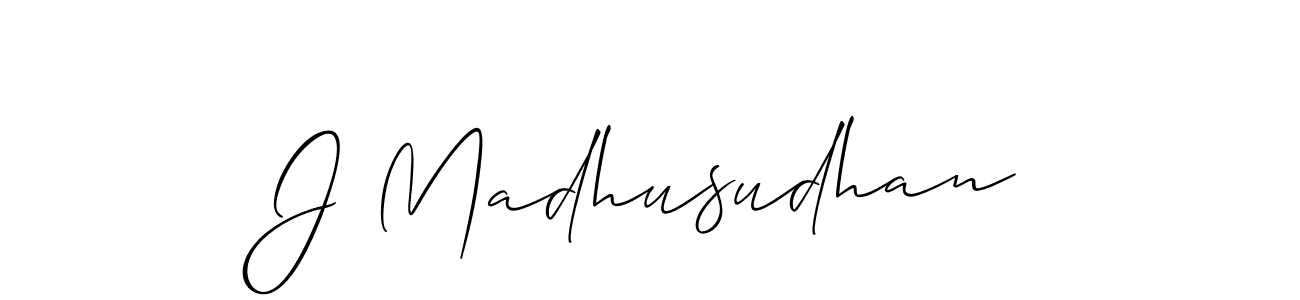 Make a beautiful signature design for name J Madhusudhan. With this signature (Allison_Script) style, you can create a handwritten signature for free. J Madhusudhan signature style 2 images and pictures png