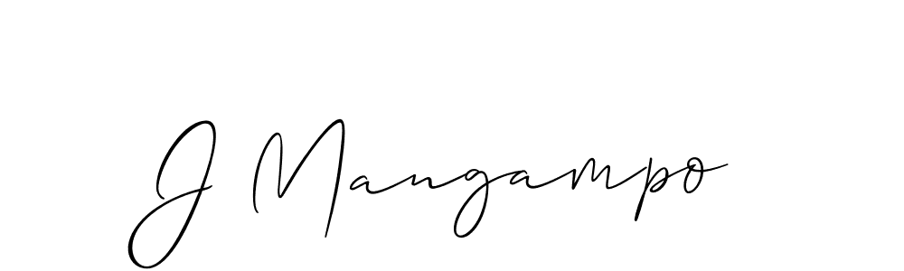 Design your own signature with our free online signature maker. With this signature software, you can create a handwritten (Allison_Script) signature for name J Mangampo. J Mangampo signature style 2 images and pictures png