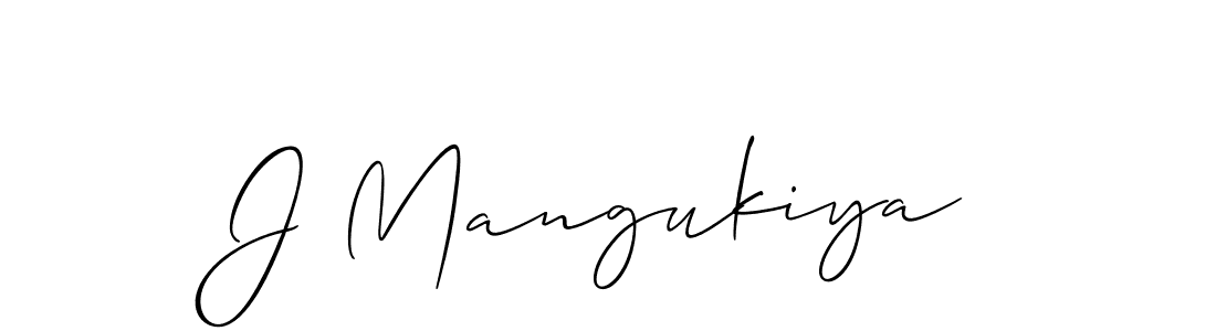 Design your own signature with our free online signature maker. With this signature software, you can create a handwritten (Allison_Script) signature for name J Mangukiya. J Mangukiya signature style 2 images and pictures png
