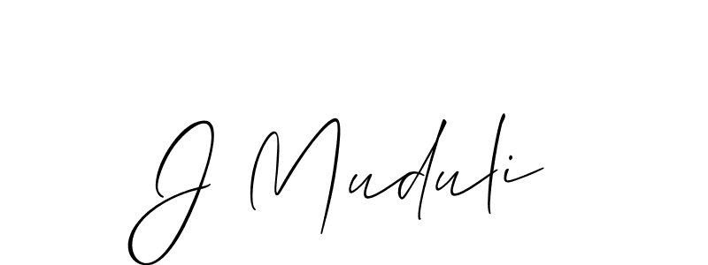 Design your own signature with our free online signature maker. With this signature software, you can create a handwritten (Allison_Script) signature for name J Muduli. J Muduli signature style 2 images and pictures png
