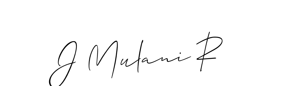 Make a beautiful signature design for name J Mulani R. With this signature (Allison_Script) style, you can create a handwritten signature for free. J Mulani R signature style 2 images and pictures png