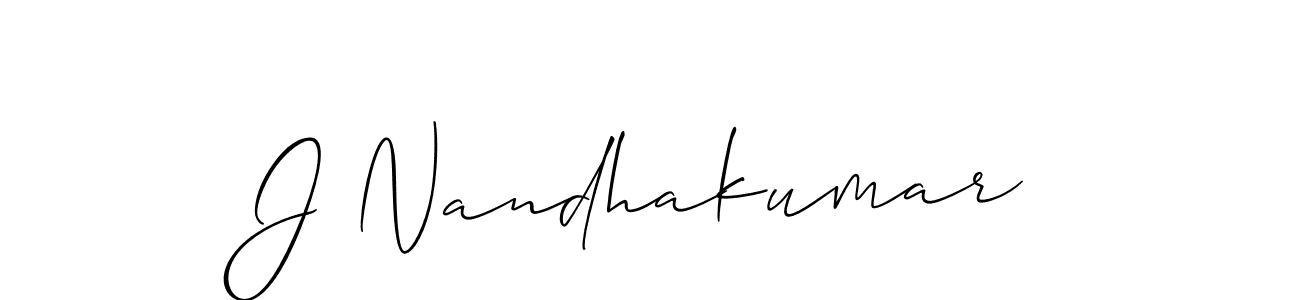 Design your own signature with our free online signature maker. With this signature software, you can create a handwritten (Allison_Script) signature for name J Nandhakumar. J Nandhakumar signature style 2 images and pictures png