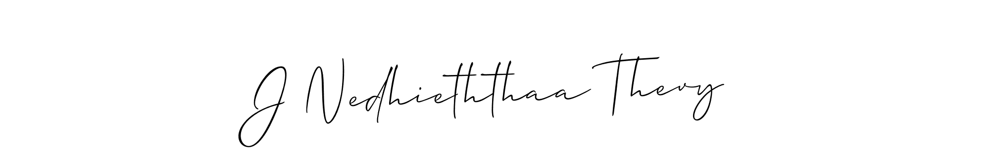 Make a beautiful signature design for name J Nedhieththaa Thevy. With this signature (Allison_Script) style, you can create a handwritten signature for free. J Nedhieththaa Thevy signature style 2 images and pictures png