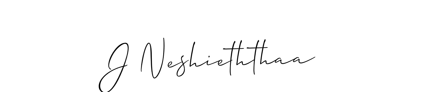 How to make J Neshieththaa name signature. Use Allison_Script style for creating short signs online. This is the latest handwritten sign. J Neshieththaa signature style 2 images and pictures png