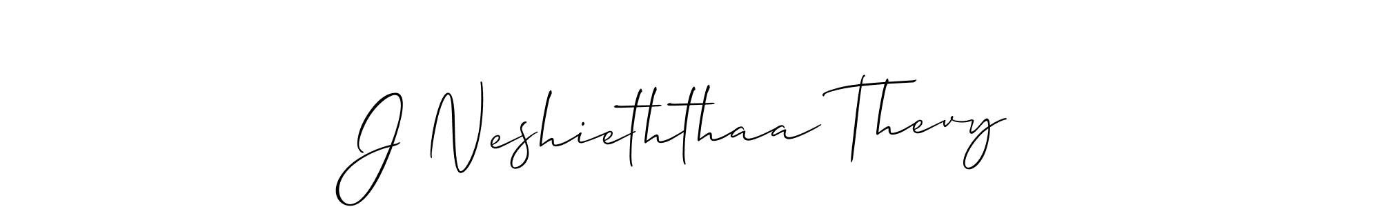 Use a signature maker to create a handwritten signature online. With this signature software, you can design (Allison_Script) your own signature for name J Neshieththaa Thevy. J Neshieththaa Thevy signature style 2 images and pictures png