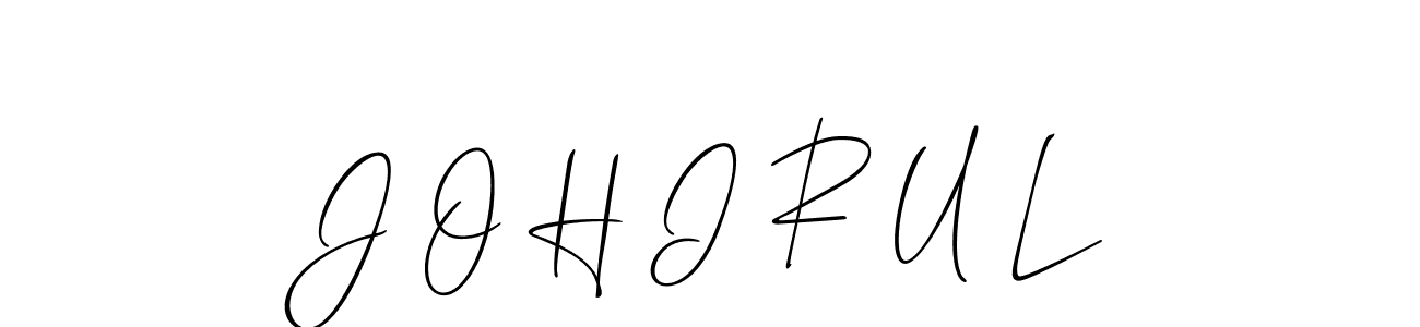 You should practise on your own different ways (Allison_Script) to write your name (J O H I R U L) in signature. don't let someone else do it for you. J O H I R U L signature style 2 images and pictures png