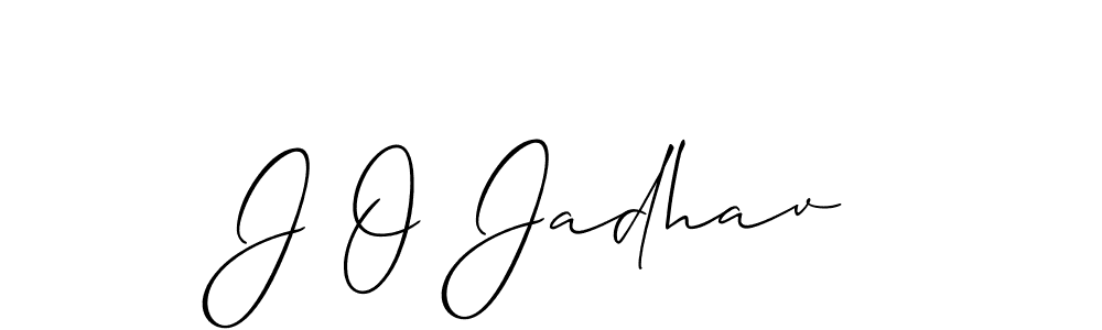 The best way (Allison_Script) to make a short signature is to pick only two or three words in your name. The name J O Jadhav include a total of six letters. For converting this name. J O Jadhav signature style 2 images and pictures png